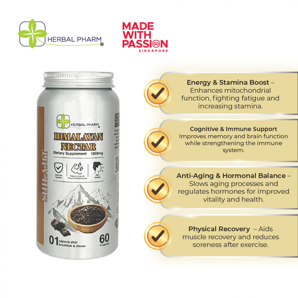 Herbal Pharm - Shilajit Himalayan Nectar, 60 V-Capsules | Energy & Vitality Boost